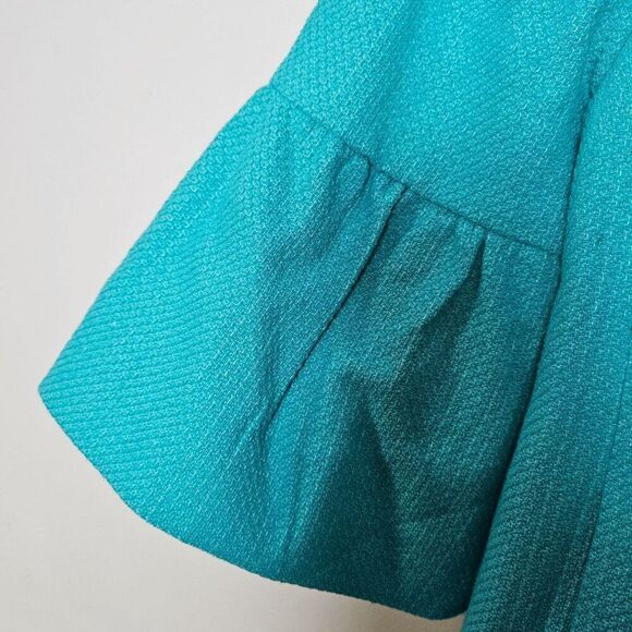 Talbots Flutter Sleeve Cropped Open Front Blazer Jacket Women's Blue Size 12 - Picture 4 of 6